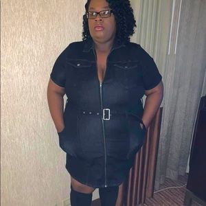 City chic short sleeve black denim dress size 24.
